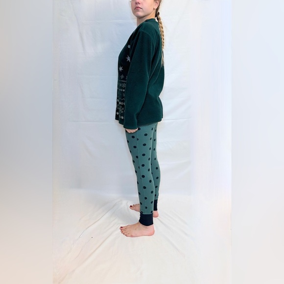 Vintage Bobbie Brooks Fleece Snowflake Holiday Crew Jumper - Forest Green - M - Picture 3 of 10